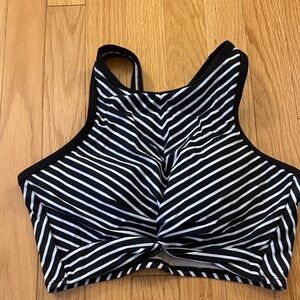 Kona Sol Black and White Striped Bikini Top